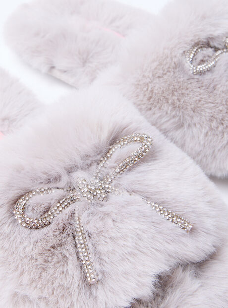 Bow embellished slider slippers