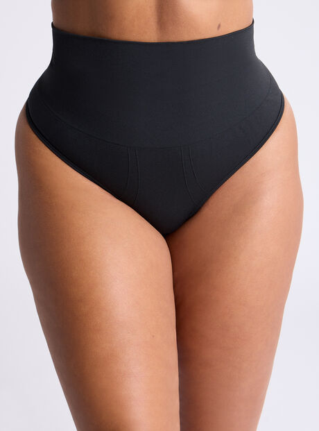 Smoothing soft-stretch high waisted thong